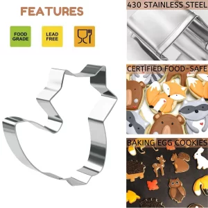 KAISHANE 5 Pieces Animals Cookie Cutters Shapes for Baking Fox,Owl,Rabbit,Squirrel and Hedgehog Shape Woodland Cookie Cutter Set for Baking
