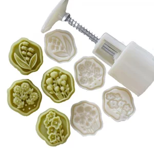 Leadigol Lilies of the Valley Shaped Mooncake Stamps Mooncake Molds Chinese Mid-autumn Mooncake Press Molds Tulip Camellia Daisy Flower Shape Cookie 