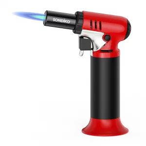 Sondiko Butane Torch Lighter with Visible Fuel Window, Refillable Soldering Torch with Adjustable Flame for Welding, Resin Art, Industrial(Butane Gas