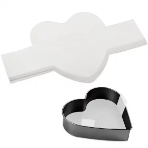 GeeRic Baking Parchment Paper 8 inch Heart Shape, 60 Pcs Cake Pan Liner with Lift Tab, Non-Stick Precut Baking Parchment for Baking Cookies, Bread (W