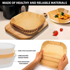 Air Fryer Paper Liners Disposable | 10 Inch 125PCS Parchment Paper Liner Square | Premium Waterproof Baking Liner Non-Stick| Oil Resistant Basket Pap