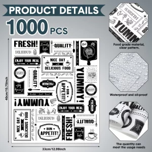 Seajan 13x15.8 Inch Newsprint Wax Paper Sheets Newspaper Theme Food Basket Liners Grease Resistant Paper Waterproof Sandwich Wrapping Paper Bakery Ti