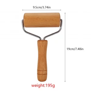 GBSCLOVER Pizza Roller, Non Stick Small Rolling Pin for Dough, T Round Type Wooden Dough Roller, 3.74x7.48in Wood Pastry Pizza Rolling for Cooking Co