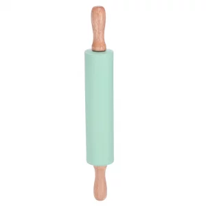 HARFINGTON Silicone Rolling Pins for Baking 12.2 Inch Non-Stick Silicone Surface Wooden Handle Rolling Pin Small Roller Playdough Rolling Pins for Fo