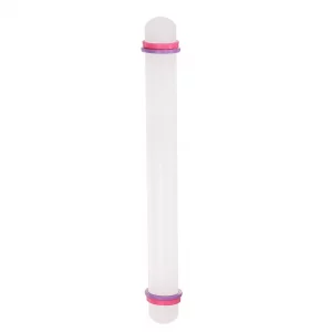 HARFINGTON Fondant Rolling Pin 13 Inch x 0.98 Inch Adjustable Guide Rings Non-Stick PP Plastic Fondant Roller Dough Roller Kitchen Decorating Tools f