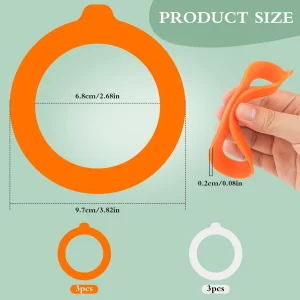 6PCS Silicone Jar Gaskets 3.75Inch Rubber Seals Rings for Glass Jars Airtight Gasket Sealing Rings for Regular Mouth Canning Jars,Leak Proof Rubber J