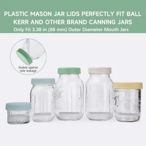 8 Pack Wide Mouth Mason Jar Lids for Ball, Kerr Jars and More, Colored Plastic Reusable Canning Tops with Silicone Rings, Food Grade & Leak-proof