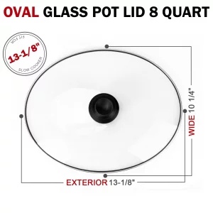 Oval 8 Quart Slow Cooker Glass Lid Fit for Crock Pot 8 Q Slow Cooker and Fit for Hamilton Beach 8q Glass Pot Lid, Slow Cooker Pot Lid Replacement Par