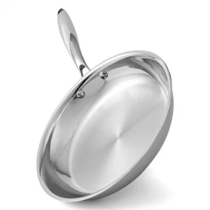 Ranbomer Stainless Steel Pan?Non-Toxic PFAS, PFOA & PTFE Free, Compatible With All Cooktops & Induction Safe, Oven Safe Pan for Searing & Sauting, L