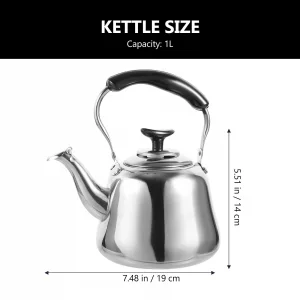 Luxshiny Whistle Teakettle 1 Liter Stainless Steel Stove Top Water Kettle with Filter Screen for Boiling Water and Tea Brewing