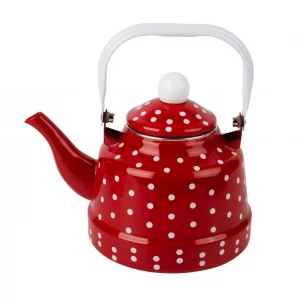 DOITOOL Vintage Tea Kettle 1.1 L Enamel Tea Kettle with Handle, Stove Top Water Kettle Coffee Tea and White Polka Dot with Stainless Steel Filter for