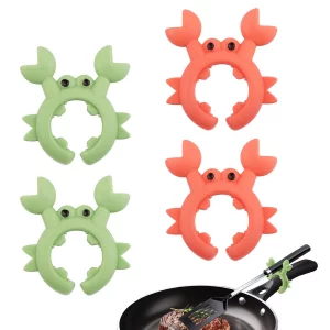 Gosknor 4pcs Crab Spatula Holder, Anti-Scalding Silicone Utensil Holder Crab Utensil Rest Crab Spoon Holder Adjustable Over Spill Stopper for Kitchen