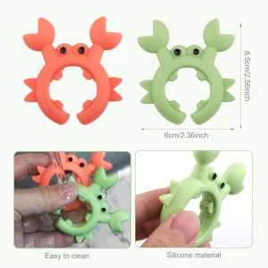 Gosknor 4pcs Crab Spatula Holder, Anti-Scalding Silicone Utensil Holder Crab Utensil Rest Crab Spoon Holder Adjustable Over Spill Stopper for Kitchen
