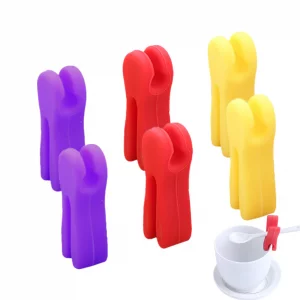 6 Pcs Utensil Pot Clip Universal Silicone Pot Spoon Holder Heat Resistance Non-Slip Spoon Rest for Kitchen