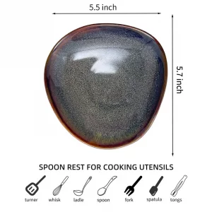 Joyfulhive Farmhouse Ceramic Spoon Rests Holder,Coffee Spoon Holder,Cooking Utensil,Ladles, Tong for Kitchen Counter Stove Top (Caramel Brown)