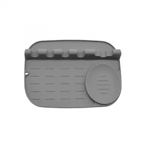 Silicone Spoon Rest - Heat Resistant Utensil Holder for Kitchen, BPA-Free, Non-Slip Drip Pad for Stove Top (Gray) (Gray)