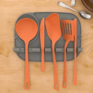Silicone Spoon Rest - Heat Resistant Utensil Holder for Kitchen, BPA-Free, Non-Slip Drip Pad for Stove Top (Gray) (Gray)