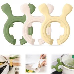 3Pcs Multifunction Silicone Pot Handle Spatula Rack,Kitchen Pot Lid and Spoon Holder,Non-Slip Spoon Holder Stove Organizer,Steam Releaser,Utensil Ant