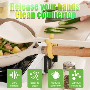 3Pcs Multifunction Silicone Pot Handle Spatula Rack,Kitchen Pot Lid and Spoon Holder,Non-Slip Spoon Holder Stove Organizer,Steam Releaser,Utensil Ant