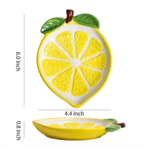 WAIT FLY Ceramic Lemon Spoon Rest Spoon Holder for Kitchen Counter/Stove Top Stable Utensil Rest-Yellow-A