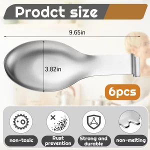 Nuanchu 10 Pcs Stainless Steel Spoon Rest Spatula Ladle Holder Spoon for Stove Top Heavy Duty Spatula Holder for Countertop Dishwasher Safe Utensil R