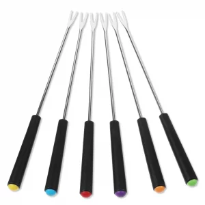 Giantree 6Pcs Fondue Forks Stainless Steel, 9 Inch Fondue Cheese with Heat Resistant, Fondue Sticks Fruit Fork, Chocolate Fondue Set for Chocolate Fo