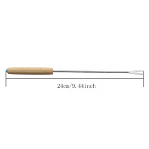 MDXing 9pcs Stainless Steel Fondue Fork Oak Handle Cheese Fondue Stick Heat Resistant Handle Chocolate Fountain Fork