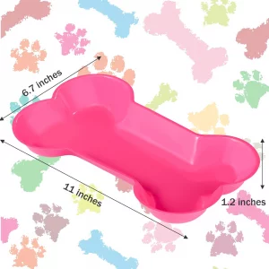 Nitial 60 Pcs Dog Bone Shaped Serving Trays, Plastic Dog Birthday Decorations Colorful Pet Patrol Plates Food Bowls Disposable Tableware Party Suppli