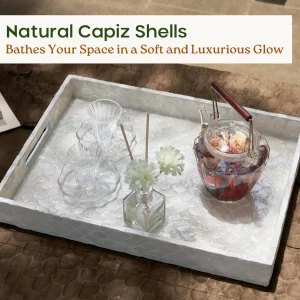 CHI AN HOME Capiz Decorative Tray 15.8 x 11.8 x 1.8