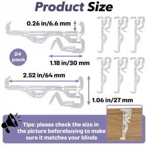 24 Packs 2.5 Inch Clear Valance Clips for Blinds - Replacement Clips Compatible with Country Woods & Faux Wood Blinds