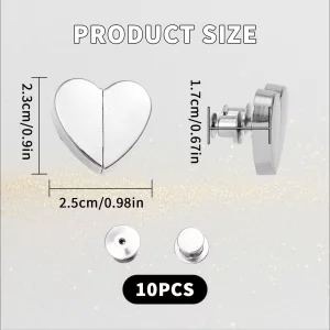10pcs Curtain Magnets Closure, Heart-Shaped Magnetic Curtain Closure Detachable Zinc Alloy Magnetic Drapery Clips for Bedroom Bathroom Office Draperi