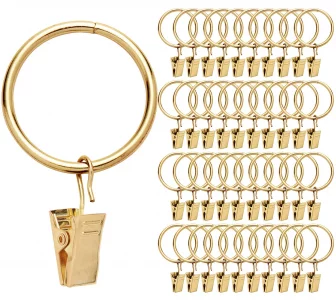Fivebop 40 Pack Rings Curtain Clips Rustproof Metal Window Drapery Clip Vintage Heavy Duty Eyelet Curtain Rods Hangers Rings with Hooks, 1.25In Inner