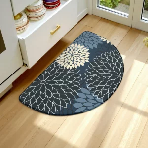 KIMODE Half Circle Kitchen Mats for Floor Cushioned Anti Fatigue,Semi Round Floral Boho Kitchen Rug Non Slip,Waterproof Kitchen Carpet Decor for Sink