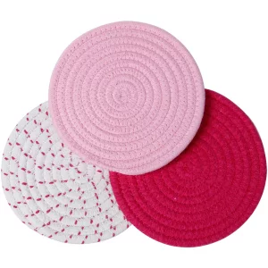 Lifaith Potholders Set Trivets Set 100% Pure Cotton Thread Weave Hot Pot Holders Set (Set of 3) Hot Pads, Hot Mats, Stylish Coasters, Spoon Rest for 