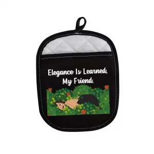 LEVLO RHONY Inspired Gifts Elegance is Learned Pot Holders Real Housewife Kitchen Baking Gift (Elegance is Learned)