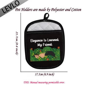 LEVLO RHONY Inspired Gifts Elegance is Learned Pot Holders Real Housewife Kitchen Baking Gift (Elegance is Learned)