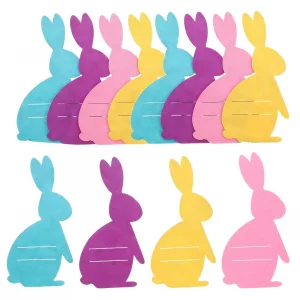 ZOBVEX 12 Pcs Felt Easter Bunny Cutlery Holders - Pink Rabbit Utensil Pouch Sleeves for Knife Fork Spoon - Spring Table Decor for Easter Party, Baby 