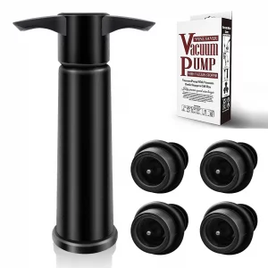 BETTFOR Wine Saver Pump with 4 Vacuum Wine Stoppers, Wine Bottle Stoppers with Food Grade Silicone Leak proof Keep Fresh Suitable for All Standard Wi