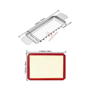 Butter Cheese Slicer Cutter with Silicone Baking Mat - Stainless Steel Butter Cutter for Block Cheese Butter Slicer Cutter