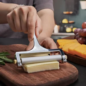 Sopito Stainless Steel Wire Cheese Slicer With 3 Extra Wires Adjustable Thickness, Handheld Cheese Block Cutter for Cheddar, Gruyere, Raclette, Mozza