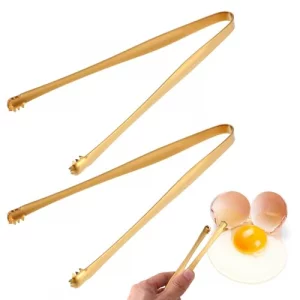 LIQWEI 2pcs Egg Chalaza Removal Tool, Stainless Steel Toothed Egg Chalaza Remover Eggshell Fragment Remover Kitchen Tongs for Cooking Bakers Chefs (G