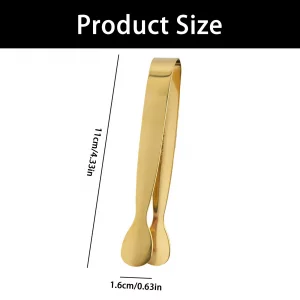 6Pcs Gold Mini Tongs, Stainless Steel Food Tongs Buffet Tongs Kitchen Tongs, Serving Tongs for Food, Buffet, Salad, Ice, Desserts, Sugar Cube