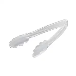Restaurantware Tongs 10 Pack Of 7 1/2 Heavy-Duty Plastic Kitchen Tongs with Scalloped Edges Disposable Clear Serving Utensils for Hot And Cold Food