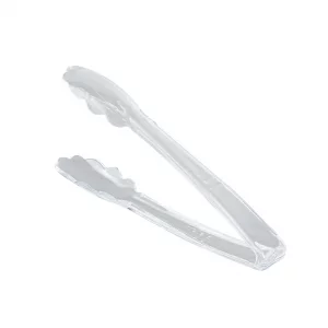 Restaurantware Tongs 10 Pack Of 7 1/2 Heavy-Duty Plastic Kitchen Tongs with Scalloped Edges Disposable Clear Serving Utensils for Hot And Cold Food