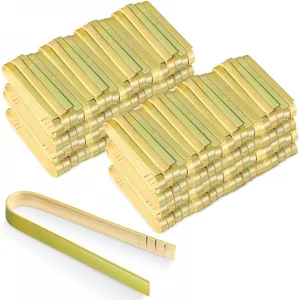 Chengu 240 Pcs Mini Bamboo Tongs Disposable Small Wooden Toaster Tongs Charcuterie Serving Cooking Utensils for Catering Buffet Appetizer Wedding Hol