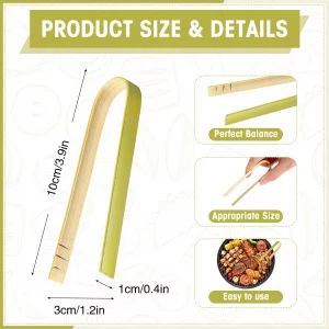 Chengu 240 Pcs Mini Bamboo Tongs Disposable Small Wooden Toaster Tongs Charcuterie Serving Cooking Utensils for Catering Buffet Appetizer Wedding Hol