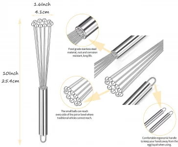 Stainless Steel Ball Whisk | Professional Chefs Stainless Steel Ball Whisk. 10 Inch Whisk Great for blending, whisking, beating, and stirring. Whisks