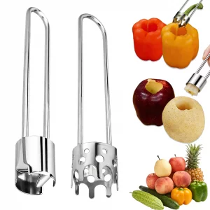 2PCS Apple Corer Tool,Bell Pepper Corer Seed Remover Tool,Stainless Steel Fruit Vegetable Corer Tool Kitchen Gadget for Pineapple,Pear,Tomato,Jalapen