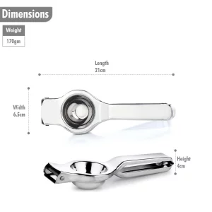 OnMexa Stainless Steel Lemon Squeezer with Built In Bottle Opener Food Grade Rust Resistant Compact Handheld Design Ideal for Home Kitchen and Bar Us