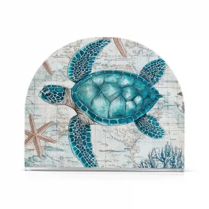 YNNALE Vintage Sea Turtle Napkin Holder for Table Acrylic Cocktail Starfish Nautical Map Turtle Napkin Holders Decorative Tissue Paper Holder Vertica